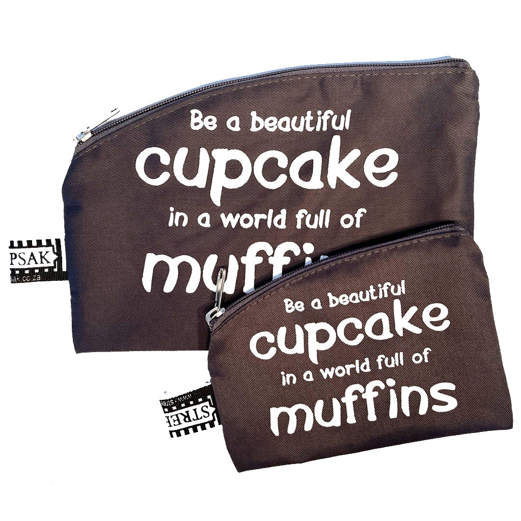 Cosmetic / Pencil Bag: Cupcake - Grey