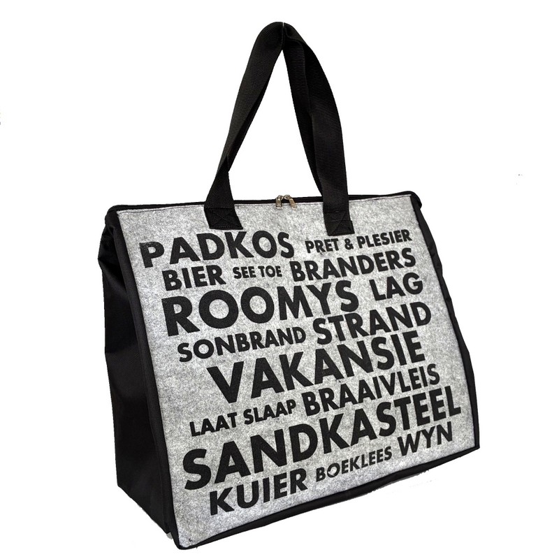 Extra Large Recycled Filt Beach Bag – Strandsak: Vakansie – Grys